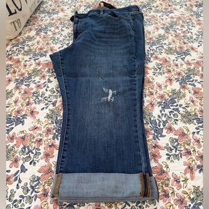 EVRI Womens Capri Jeans in Dark Blue Denim